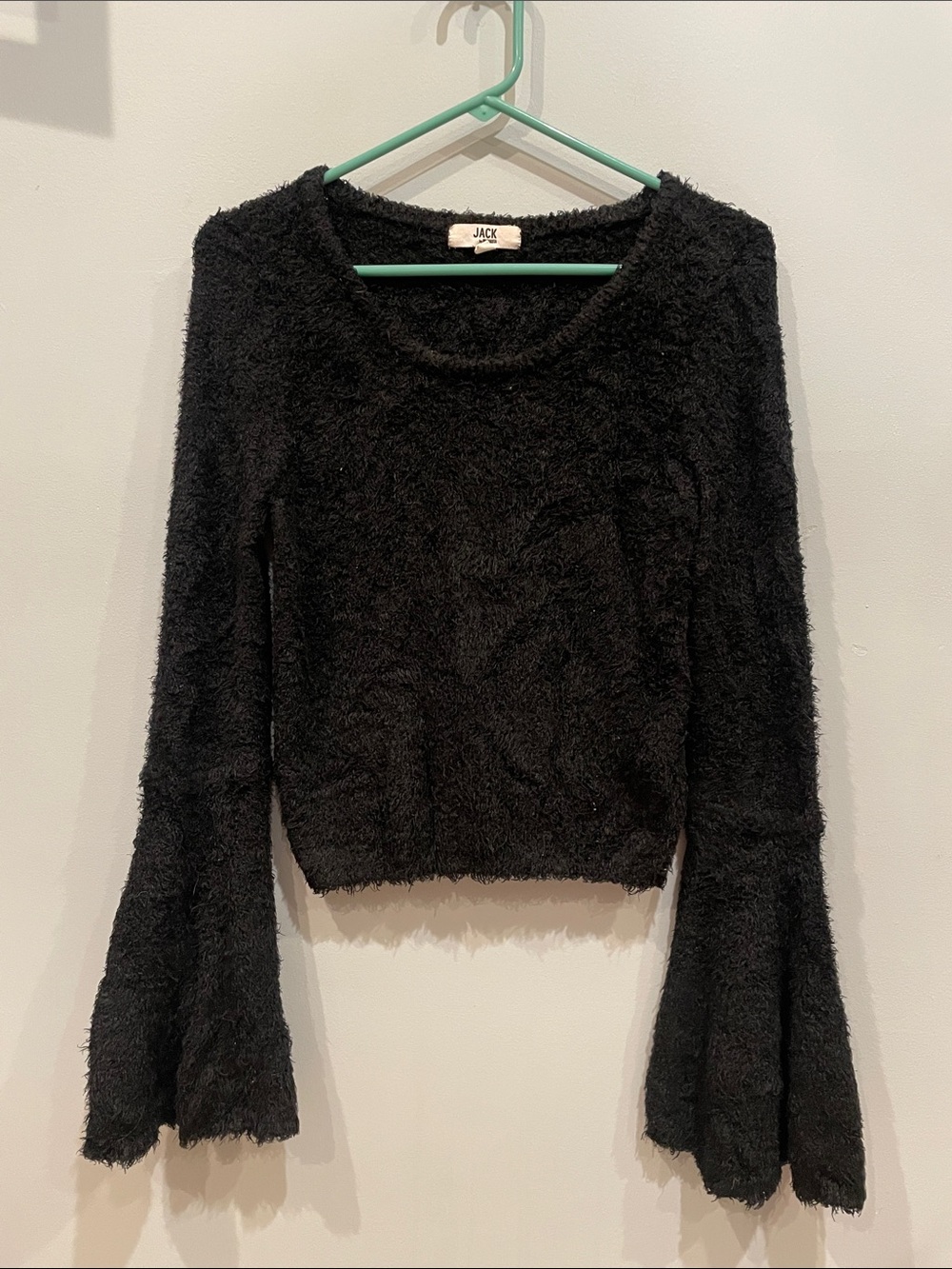 Jack by BB Dakota Black Fuzzy Scoop Neck top size small